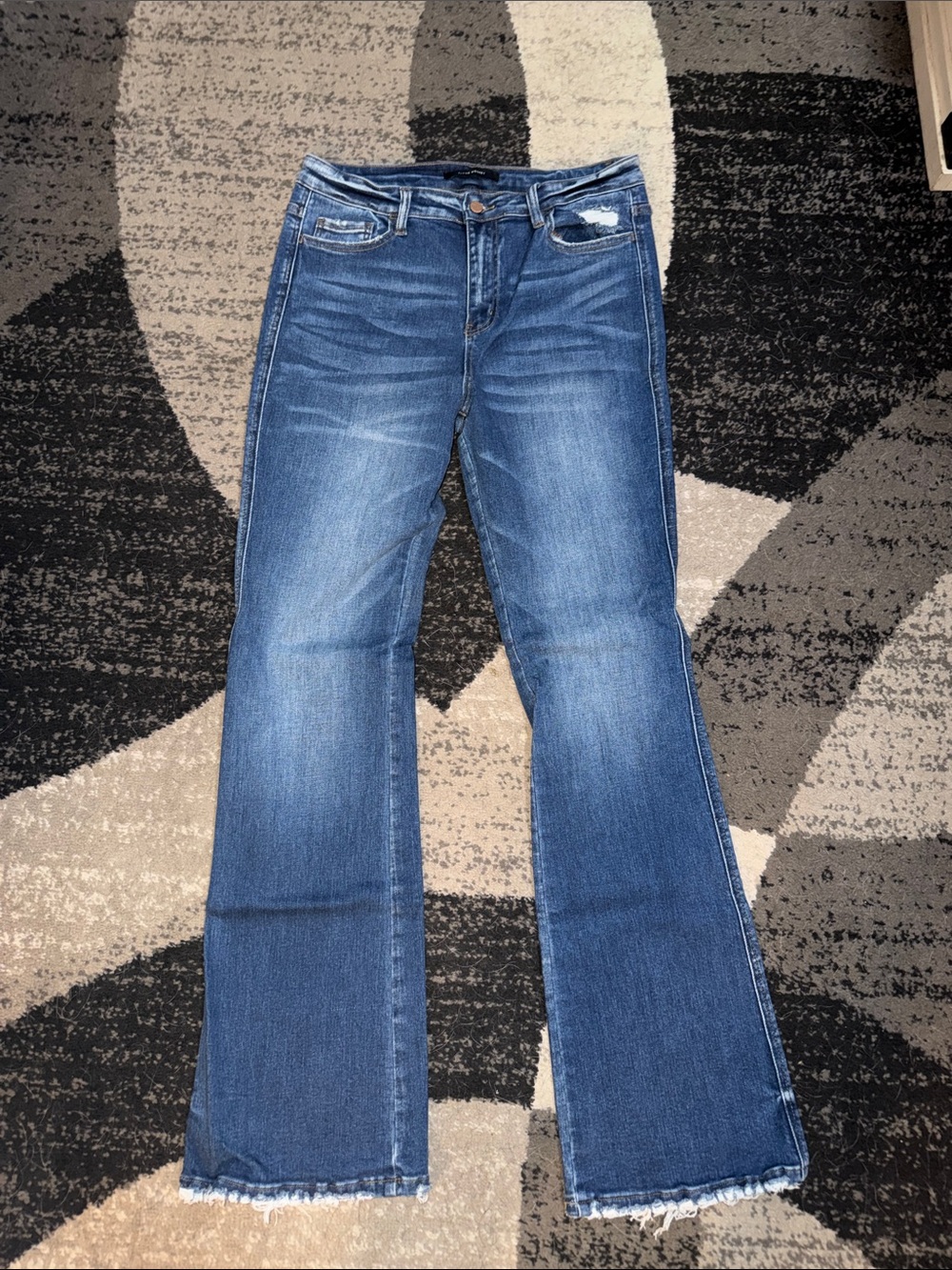 Flying Monkey High-Rise Boot Cut Jeans with Frayed Hem 31x34
